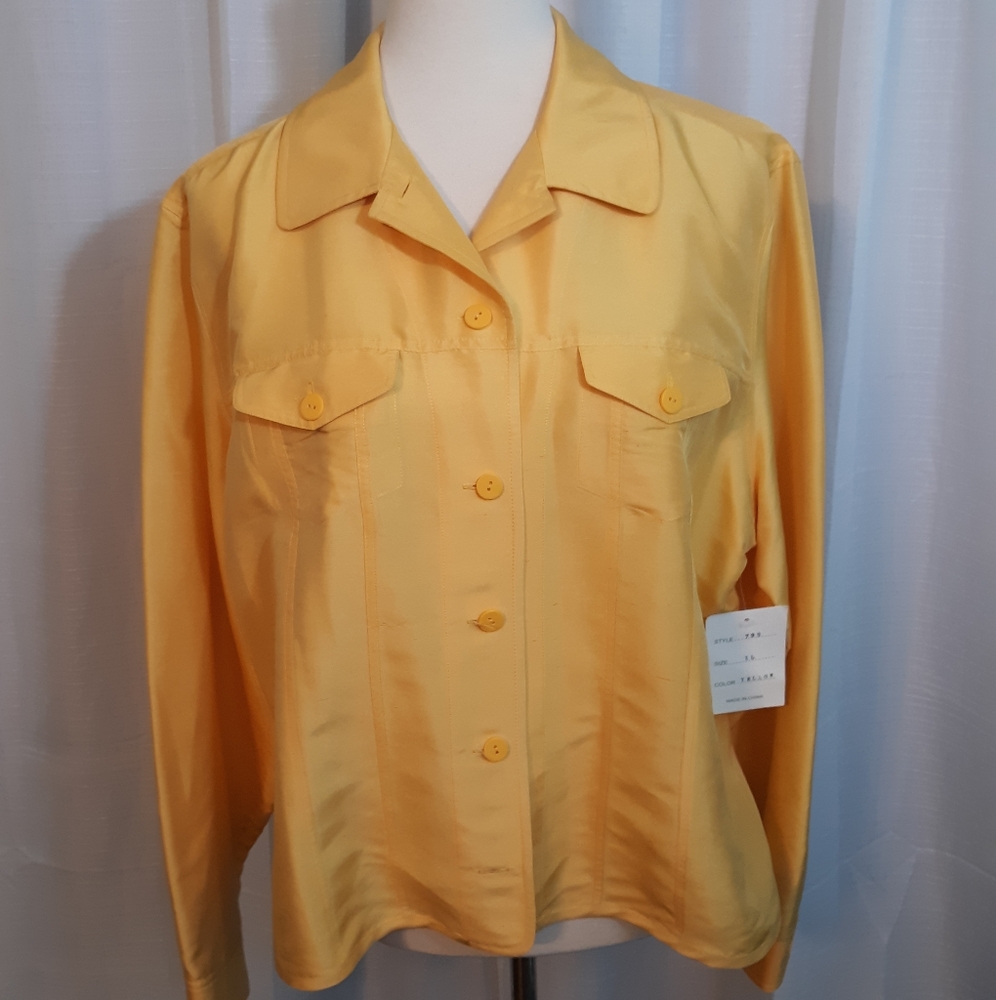 Transitions silk button down top shirt sz XL